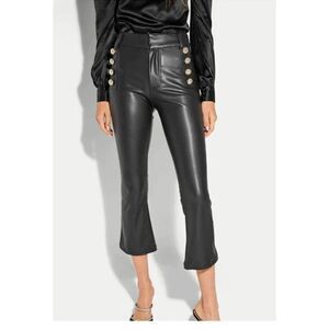 Generation Love Womens Amirah Pants Sz 4 Black Faux Leather High Waist Crop NWT